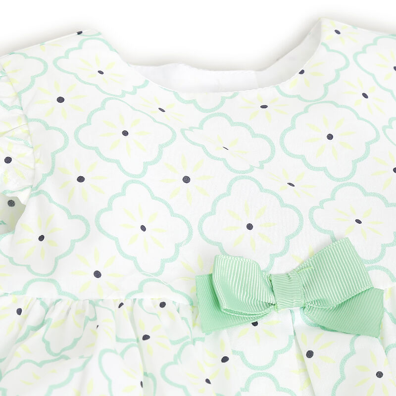 Girls White and Yellow Printed Outfit with Dress image number 4